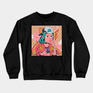 Dope hood girl making a funny face illustration Crewneck Sweatshirt